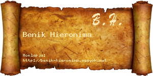 Benik Hieronima névjegykártya